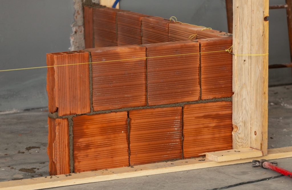 Masonry wall bricks.